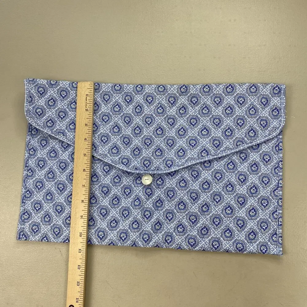 Longaberger Laptop Case Portfolio Provincial Blue Paisley Quilted Fabric 73873